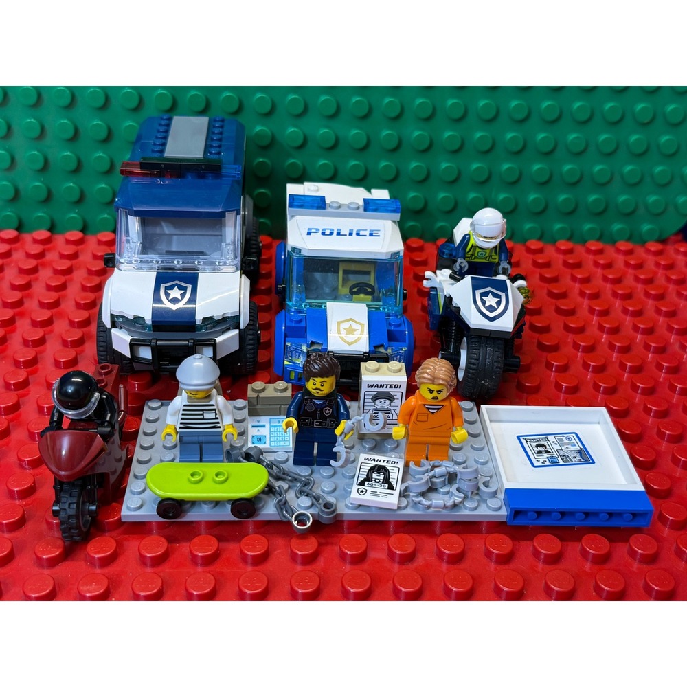 LEGO City Police Mixed Lot Transport Truck Patrol Car Minifigures Motorcycles